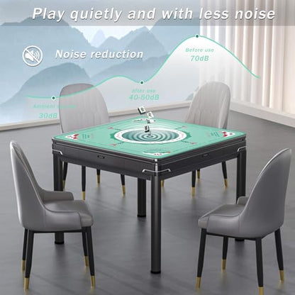 2F22E Mahjong Table Mat for American Mahjong, Neoprene Non-Slip Noise Reduction Mat with Printed Rules, 32.4 x 32.4 Inch Cyan Table Cover for Poker, Cards & Board Games - color: Blue-green Mats