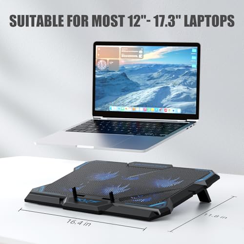 Laptop Cooling Pad, Laptop Cooler with 6 Quiet Led Fans for 15.6-17 Inch Laptop Cooling Fan Stand, Portable Ultra Slim USB Powered Gaming Laptop Cooling Pad, Switch Control Fan Speed Function - color: Blue