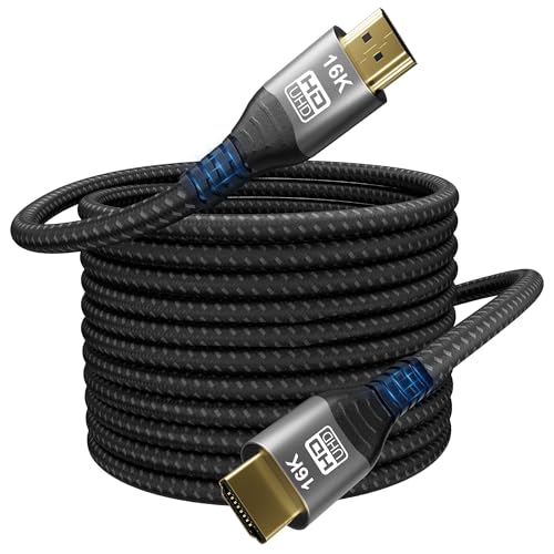 16K 10K 8K HDMI 2.2 Cable, 96Gbps Ultra High Speed HDMI Braided Cord, Support 16K@60Hz 8K@60Hz 4K@120Hz HDCP 2.2&2.3, Dynamic HDR,eARC,DTS:X, for Roku TV/HDTV/PS5/Xbox (3M/10Feet) - size: 3M/10Feet