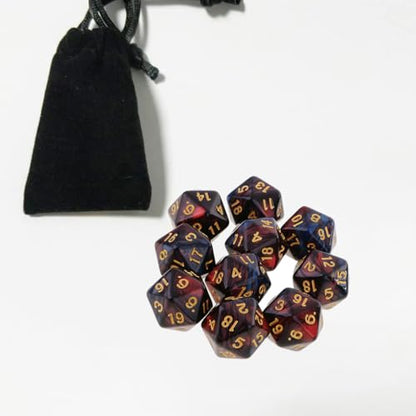 10PCS Polyhedral D20 Dice 20mm Acrylic 20 Sided Dice for RPG MTG DND Table Games (Red Blue) - color: Red Blue