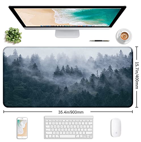 Gray Forest Mouse Pad with Seam Edge Design, Non Slip Rubber Keyboard Pad | Large Extended Mouse Pad; Full Desk Coverage; Waterproof Coating; Stable Anti-Slide Base For Gaming, Office, Study Daily Use - color: Grey Forest