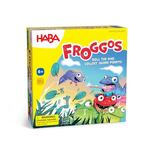 HABA Froggos Board Game, Jumping Frogs-Themed Strategy Dice Games for Fast-Paced Family Night Fun for Ages 6+