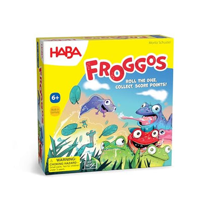 HABA Froggos Board Game, Jumping Frogs-Themed Strategy Dice Games for Fast-Paced Family Night Fun for Ages 6+