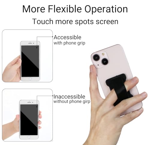 WOJI Cell Phone Finger Grip Strap Holder for Hand, Phone Strap, Phone Holder for Hand - Small, New Slim Finger Loop Selfie Grip Compatible with Most Smartphones (Black) - 2Pack - color: Black