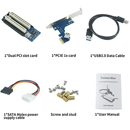 PCIe to PCI Adapter | x1 to Legacy PCI Converter with USB 3.0 Cable | Desktop Audio Interface Expansion - color: PCIe to Dual PCI Adapter with Bracket