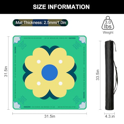 Mahjong Mat for Table with Rules, 31.5" x 31.5" Noise Reduction Non Slip Waterproof Mah Jong Table Mat with Carrying Bag, Suitable for Mahjong, Poker, Board Games, Dominoes, and Card Games(Green) - color: Green