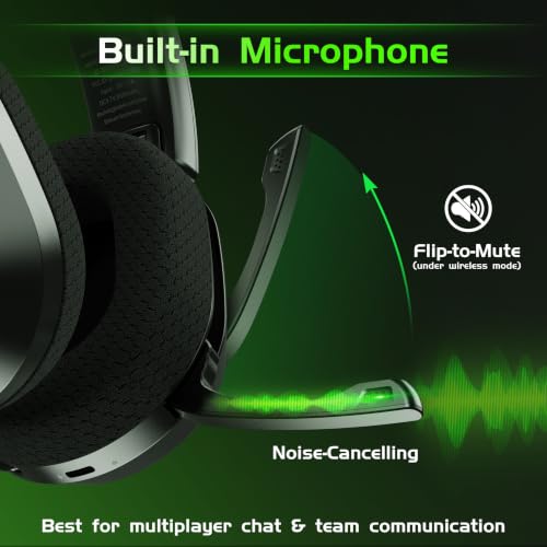 Gvyugke Wireless Gaming Headset for Xbox Series X/S, Xbox One, PS5, PC, Bluetooth 6.0 Gaming Headphones with Flip-to-Mute Noise-Canceling Mic, 70-Hour Playtime, Foldable, 3D Surround Sound - Black - color: Black