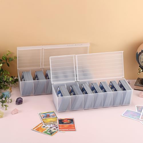OwnMy 2PCS Plastic Trading Card Storage Boxes, Baseball Card Storage Boxes | Plastic Card Storage Box with Dividers, Plastic Card Deck Box Organizers Top Loader Storage Boxes for TCG / MTG Cards