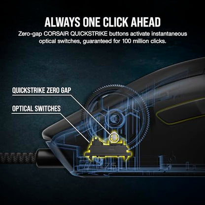 Corsair M75 Wired RGB Lightweight FPS Gaming Mouse – 26,000 DPI – Swappable Side Buttons – PC – Black - color: Black, style: Wired Mouse