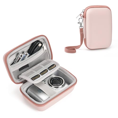 Digital Camera Travel Case Fit for KODAK PIXPRO FZ45 FZ55 CAMKORY | Compatible With STUOGYUM DC402-AF/Canon IXUS, 3 Built-In SD Card Slots, Stores Camera, Batteries & Memory Cards, Pink - color: Pink