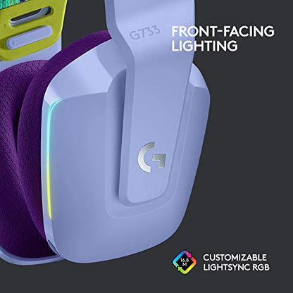 Logitech G733 Lightspeed Wireless Gaming Headset - Lilac | Suspension headband, LIGHTSYNC RGB, Blue VO!CE mic technology, PRO-G audio drivers - color: Lilac