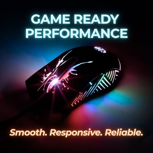 MANHATTAN RGB LED Wired Optical USB Gaming Mouse - 7200 DPI, Ergonomic Shape, 7 Buttons, Color-Changing LEDs, Low-Friction Base, Computer Mouse for Laptop, Extra-Long Braided Cable - 190121 | DPI USB pointer with seven controls, RGB lighting, smooth glide