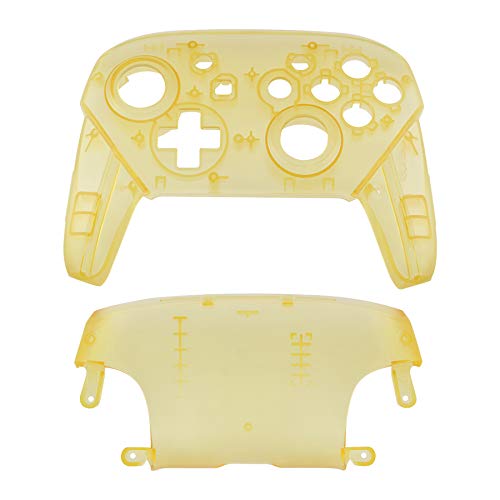 eXtremeRate Amber Yellow Faceplate and Backplate for Nintendo Switch Pro Controller, DIY Replacement Shell Housing Case for Nintendo Switch Pro - Controller NOT Included - color: Clear Amber Yellow