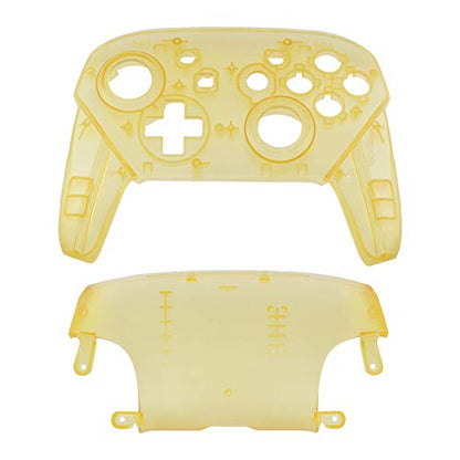 eXtremeRate Amber Yellow Faceplate and Backplate for Nintendo Switch Pro Controller, DIY Replacement Shell Housing Case for Nintendo Switch Pro - Controller NOT Included - color: Clear Amber Yellow