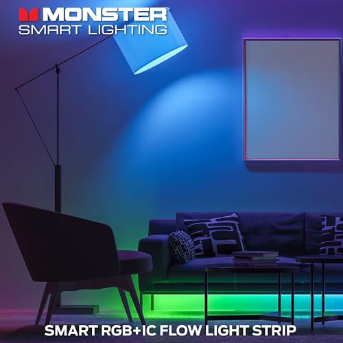 Monster Smart RGB+IC LED Strip Lights 200ft – Sound Reactive Strip Lights for Bedroom, App & Voice Control, RGB Light Strip for Room, Alexa Google Home, Razer Chroma Sync - 1080 RGB+IC LED Lights - size: 200ft
