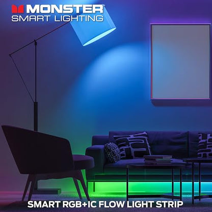 Monster Smart RGB+IC LED Strip Lights 200ft – Sound Reactive Strip Lights for Bedroom, App & Voice Control, RGB Light Strip for Room, Alexa Google Home, Razer Chroma Sync - 1080 RGB+IC LED Lights - size: 200ft
