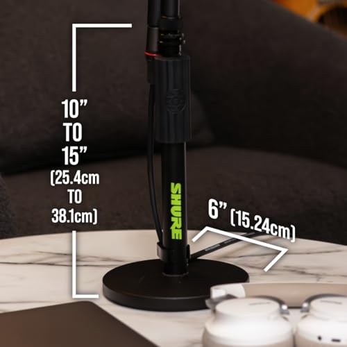 Shure by Gator Round Base Desktop Mic Stand with Standard Height-Adjustable Twist Clutch and 6" Base; (SH-DESKTOP1) - style: Standard