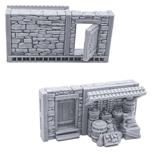 Terrace Shopfronts by Printable Scenery, 3D Printed Tabletop RPG Scenery and Wargame Terrain 28mm Miniatures