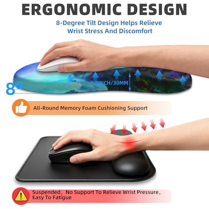 Ergonomic Mouse Pad Wrist Rest | Carpal Tunnel Pain Relief Wrist Support Mousepad with Massage Bulge Memory Foam (Nebula, 11.8x7.9 in) - color: Nebula