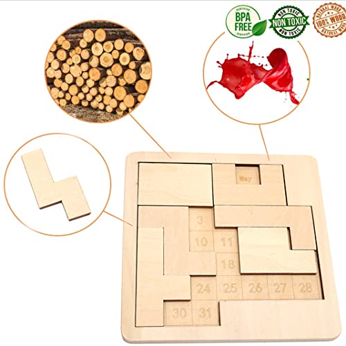 Daily Calendar Puzzle for Adults,A Puzzle to Challenge 365+ Date,Office Logic Wooden Puzzles (3 Pack) - style: 3 Pack