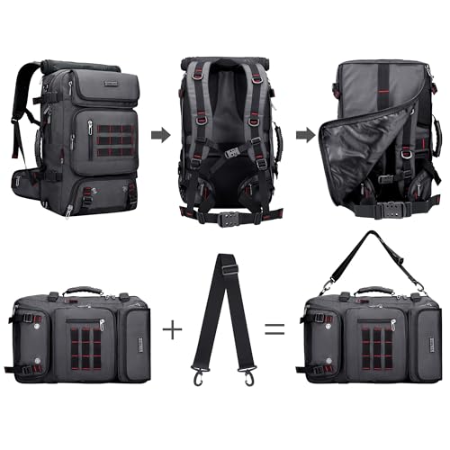 WITZMAN Carry on Travel Backpack for Men Airline Approved Fits 16" Laptop | Nylon 3 in 1 Luggage Duffle Bag with USB Charging Port, Shoe Compartment, For Weekend Getaway, Overnight Trip, B682 Grey - color: 03.silvery Grey