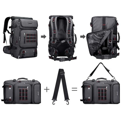 WITZMAN Carry on Travel Backpack for Men Airline Approved Fits 16" Laptop | Nylon 3 in 1 Luggage Duffle Bag with USB Charging Port, Shoe Compartment, For Weekend Getaway, Overnight Trip, B682 Grey - color: 03.silvery Grey