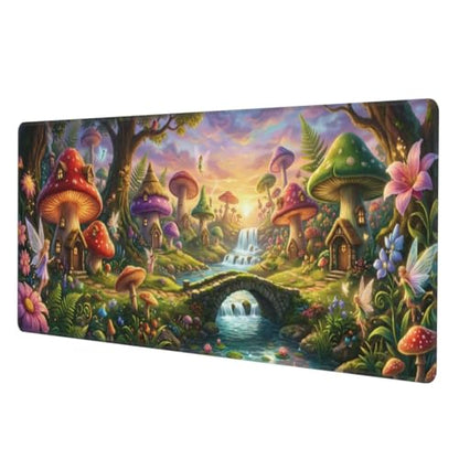 Mushroom Mouse Pad Gaming Desk Pad - 31.5x11.8 in Large Extended Mousepad, Non-Slip Rubber Base Mice Mat for Desk & Keyboard - color: 16
