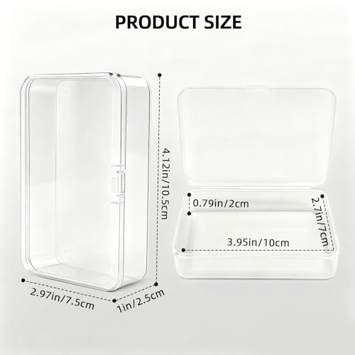 4 Pack Clear Plastic Blank Card Case Snap Button Playing Card Storage Box | Unbreakable compact card holder, suitable for trading cards, business cards and various card collection storage