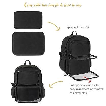 STEAMEDBUN Ita Bag Backpack with insert Pin Display Backpack for School Anime Cosplay - color: Black