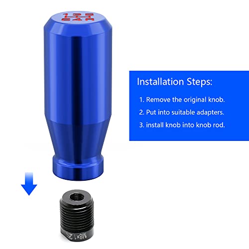 Blue 5 Speed Weighted Manual Automatic Gear Shifter Shift Knobs Lever with 4 Metal Adapters Fit Compatible with Manual Cars Most Automatic Cars - color: AAW-B-04-02