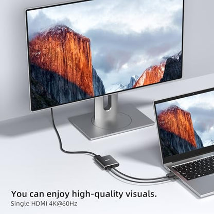 4K@60Hz DisplayPort to Dual HDMI Adapter – Display Port to 2 HDMI Splitter, MST Dual Monitor Splitter for Computer Laptop Graphic Card,PC,Windows