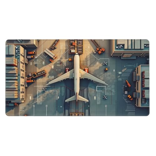 Airport Aerial View Gaming Mouse Pad Non-Slip Rubber Base XL Mousepad Waterproof Washable Stitched Edge Mouse Mat for Desk Home Office Gaming 16x29.5in - color: Color_12, size: 29.5" x 16"