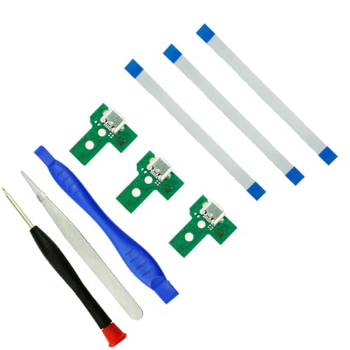 CTHTBZ 3PCS JDS-030 Assembly Replacement Charging Port for PS4 Controller,Connector Module Charger Socket Board for PlayStation PS4 Controller,With Screwdriver Flex Cable - color: JDS-030