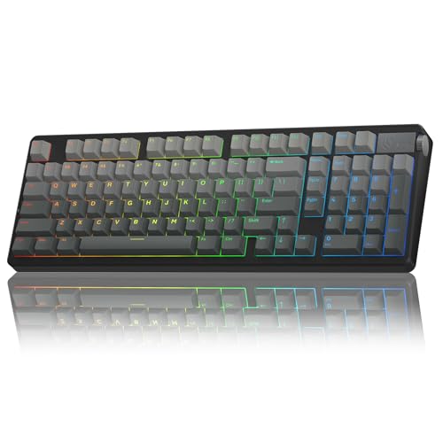 LEOBOG A98 Wireless Mechanical Keyboard, Tri-Mode BT5.0/2.4GHz/USB-C, Creamy Keyboard with Number Pad, Gasket Structure Hot Swappable, PBT Keycaps, RGB Backlit Black Gaming Keyboard with Knob for PC - color: Gradient Black