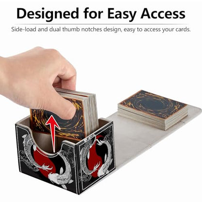Strong Magnet Case Mtg Deck Box Tcg Up to 200 Cards Creative Pattern Trading Card Storage Box for Collectible Card Games, Black And White Koi - color: Black And White Koi