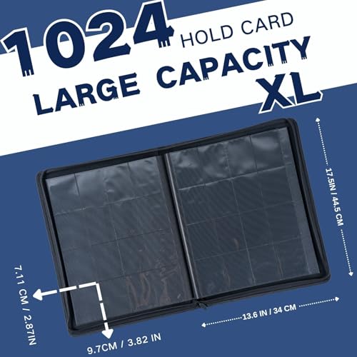 1000+ Pockets Trading Card Binder, 16-Pocket Card Ablum Compatible with MTG,Sports Cards & Other Standard Size Trading Cards (Blue) - color: Blue