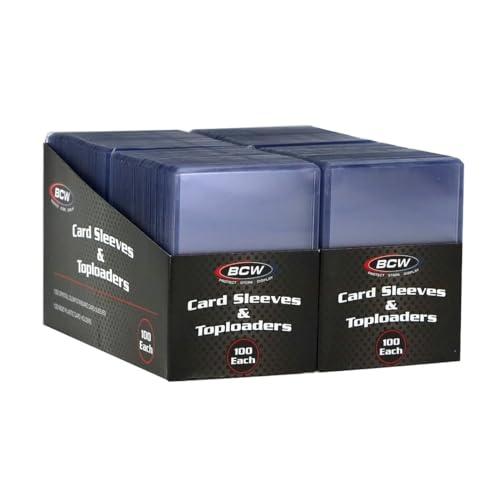 BCW Card Sleeves and Toploaders Combo Pack | 200 Toploaders & 200 Penny Sleeves - Protect, Store & Display Trading Cards | Acid-Free Card Protectors | Compatible with Sports Cards & TCG Cards - color: 200 Count