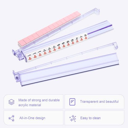 Mahjong Racks with Pushers 4PCS Set Majiang Tile Holder Acrylic Mahjong Racks Accessories and Gifts - color: Light Purple