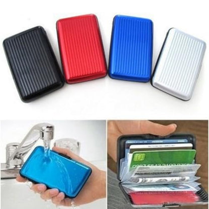 2 Pack Metal Credit Card Holder Aluminum Wallet RFID Blocking Slim Card Case Hard Shell Card Holder Wallet for Men Women Business Travel (Blue) - color: Blue