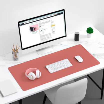 Dapesuom Large Gaming Mouse Pad, Extended Mouse Mat with Stitched Edges, Full Size Keyboard Pad with Non-Slip Base, Big XXL Computer Desk Mats for Gamer, Laptop, Office, 35.5 x 15.7in, Indian Red - color: Indian Red, size: 35.5L x 15.7W inches