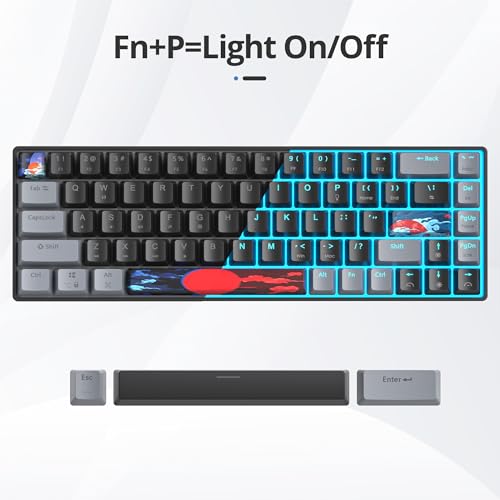 surmen 60% Wired Mechanical Gaming Keyboard, 68 Keys Backlit Ultra-Compact Mini Office Keyboard with Red Switch for PC/Mac Gamer, Typist (68 Dark) - color: 68 Dark