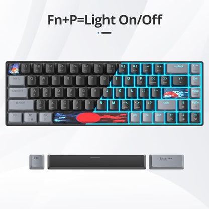 surmen 60% Wired Mechanical Gaming Keyboard, 68 Keys Backlit Ultra-Compact Mini Office Keyboard with Red Switch for PC/Mac Gamer, Typist (68 Dark) - color: 68 Dark