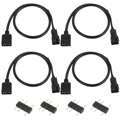 4 Pack ARGB Extension Cable, 3-Pin to SM 3-Pin Male Adapter with Adapter pin, 5V Addressable RGB Extension Cable for PC Fans and LED Strips, Motherboard Sync (0.98 FT/ 30 CM Each) - color: 5V 3pin female to male