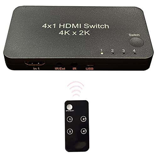 HDMI 4 in 1 Out switcher, 4K@60hz HDMI Switcher | Supports HDR, 3D, Dolby, Compatible with Laptops, PC, Xbox Series, PS5 / PS4, Projector,Compatible with Mac/Linux/Win