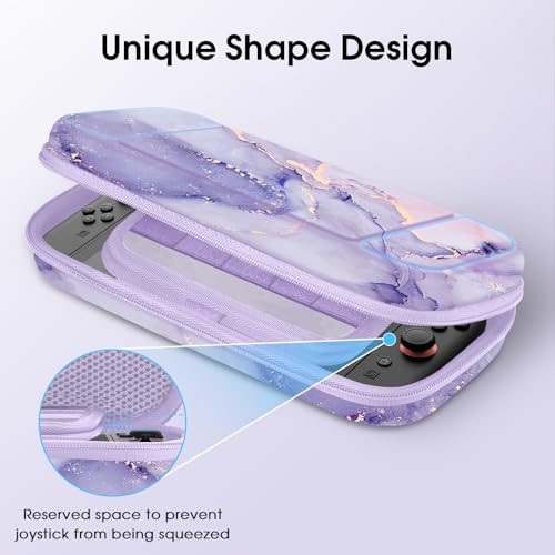 FINTIE Carrying Case for Nintendo Switch 2 (2025), Shockproof Hard Shell Switch 2 Case, Protective Cover Travel Bag with 19 Game Card & 2 Micro SD Card Slots & Inner Pocket, Lilac Marble - color: lilac marble