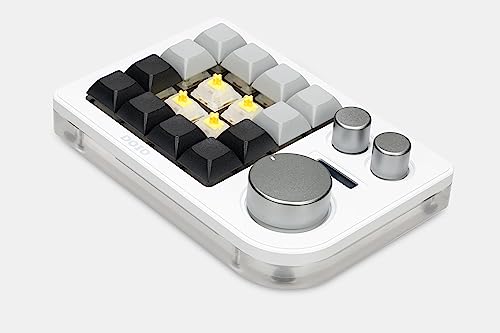 KEEBMONKEY Megalodon Triple Knob Macro Pad Programmable Designer Mini Keyboard 16 Keys (White) - color: White