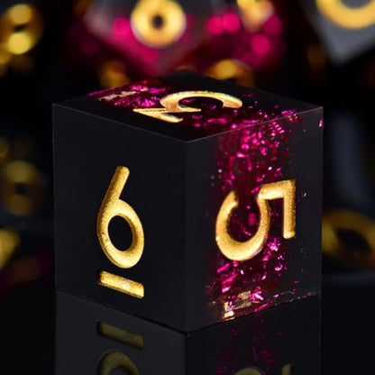 DND Dice Set, 7 Pcs Sharp Edge D&D Dice Polyhedral Resin Dice for Dungeons and Dragons RPG MTG Role Playing Table Games - color: Red