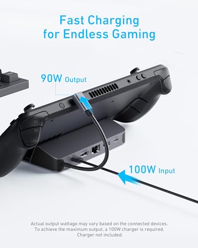 Anker Steam Deck Dock, 6-in-1 4K@60Hz HDMI Docking Station for Steam Deck | 4K HDMI, 1Gbps Ethernet, 2 USB-A, USB-C Port, Fast Charging, for Steam Deck (OLED)/ROG Ally/Legion Go (Not for Rog Ally X)