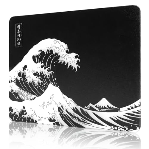 Glass Gaming Mouse Pad, Professional Esport Tempered Glass Mouse Pad Ultra-Smooth Micro-Etched Surface for Top Speed and Control,Hard Mousepad (11.8'' x 9.8'') (Kanagawa Waves 1) - color: Kanagawa Waves 1