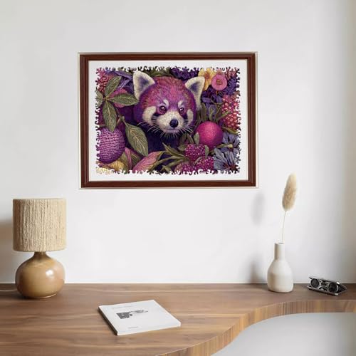 Mocfesk Wooden Puzzles for Adults, Red Panda Wooden Puzzles 499 Pieces | Unique Shaped Animal Jigsaw Puzzles, Birthday Gifts Fun Challenge Family Game, 17.3 x 12.9 in - color: Red Panda, size: Large